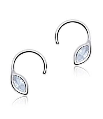 Oval CZ Curved Silver Ear Stud STS-3264